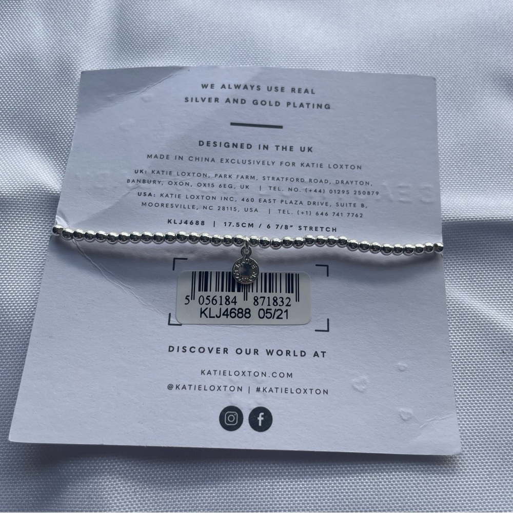 Katie Loxton London Beautiful New Baby Silver Plated Stretch Bracelet-NEW - Picture 2 of 3